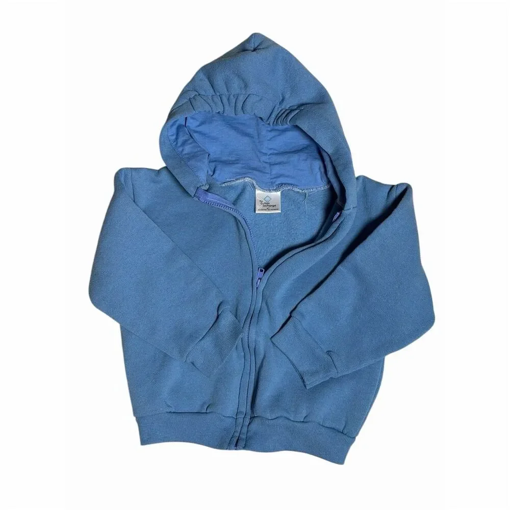 Kids Full Zip Hoodie Blue Size 4 Long Sleeve Casual
